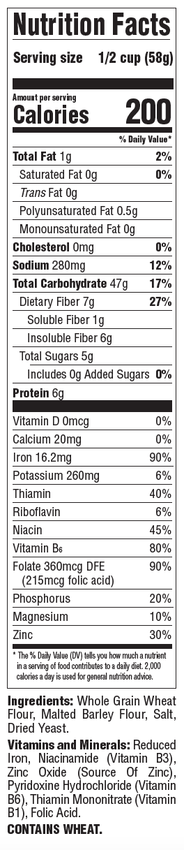 Grape-Nuts Original nutrition panel