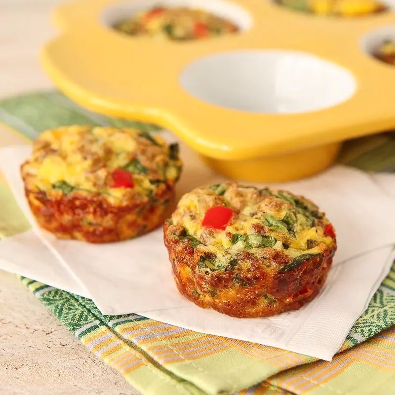 kale and mozzarella baked egg cups