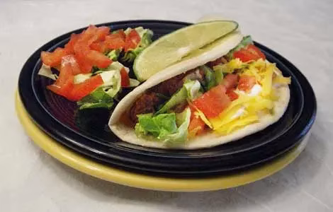 a vegetarian taco with a salad