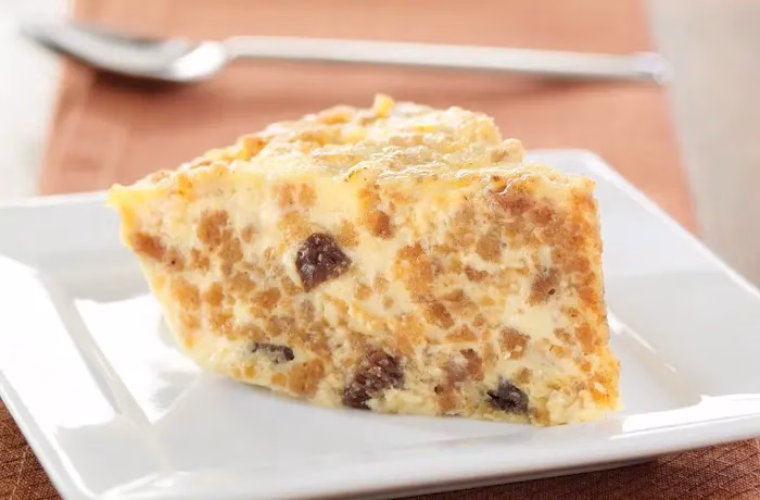 a slice of baked Grape-Nut custard