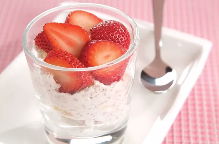 banana whip topped with strawberries