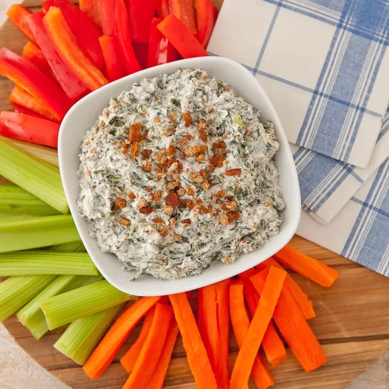 Cold Spinach Dip with Grape Nuts