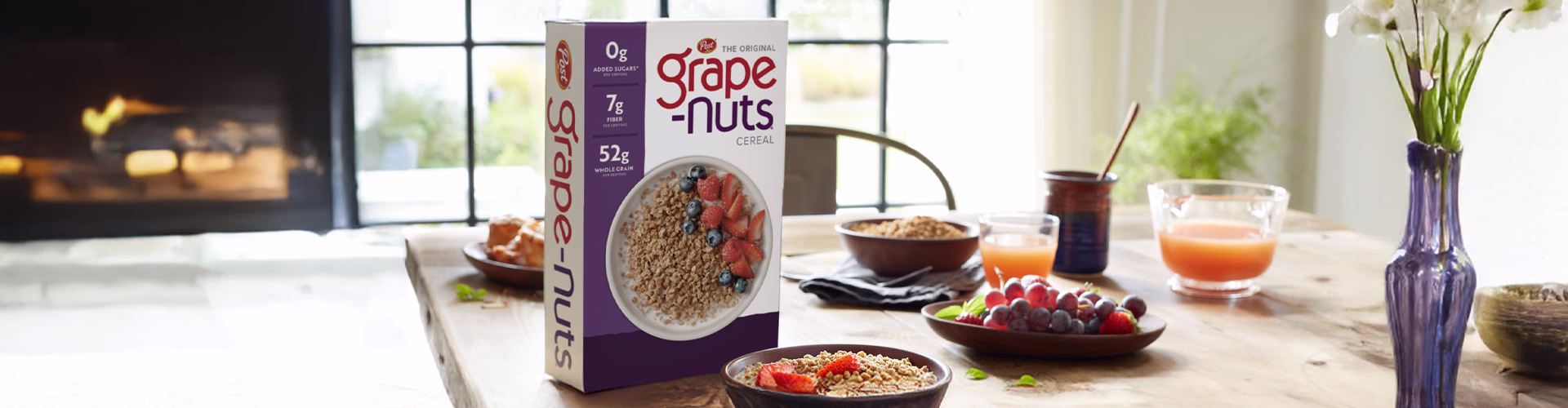 Grape-Nuts cereal box on kitchen table